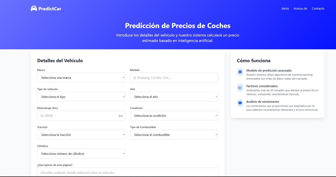 PredictCar dashboard